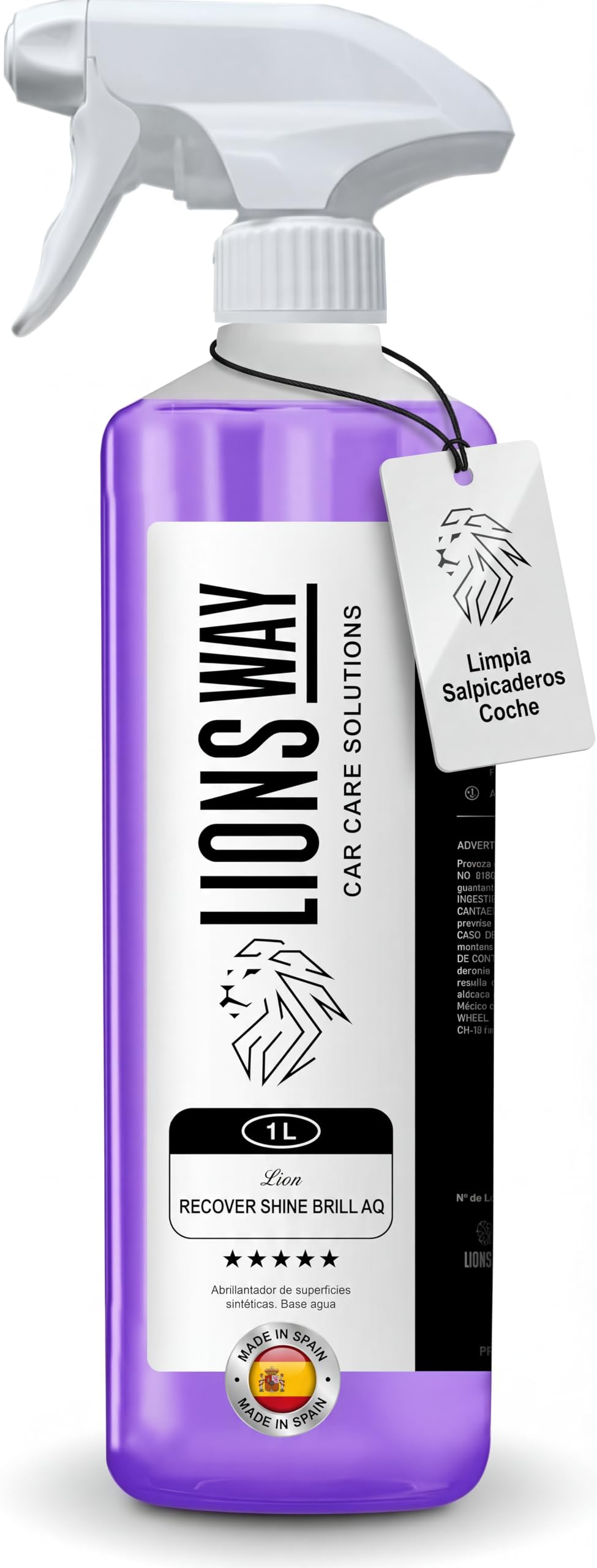 LionsWay Professional Auto Fabric Cleaner - Active Foam Anti-Stains and Odours - Seats, Carpets, Leather - With Brush - Fresh Scent - 500ml