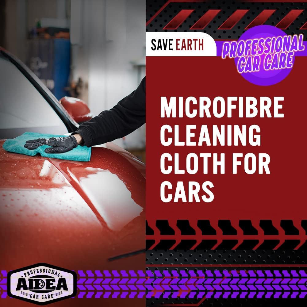 AIDEA 50 Pack Premium Microfiber Cleaning Cloths, Lint-Free, Scratch-Resistant, Absorbent Cleaning Cloths for Cars, SUV, Trucks, Boats, 30x30cm