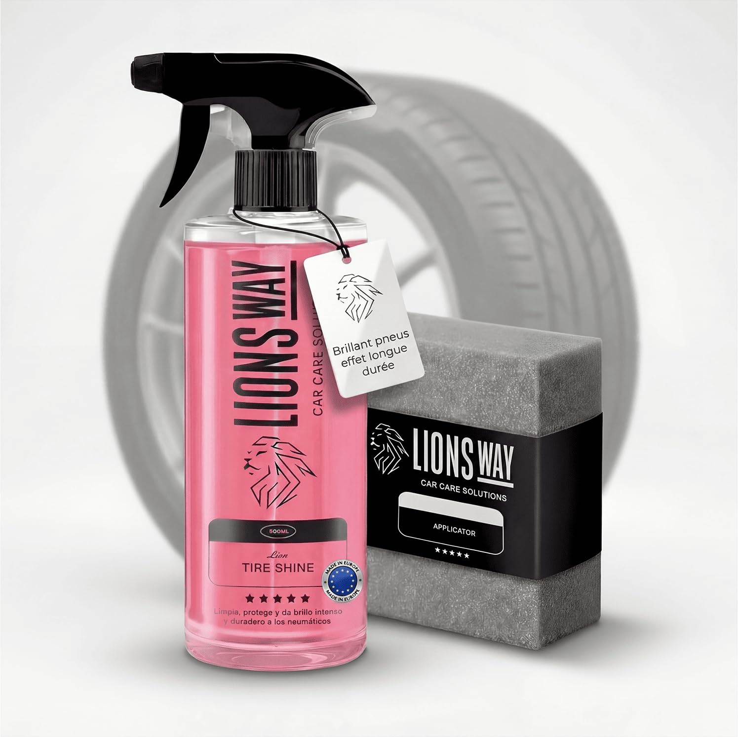 LionsWay Professional Auto Fabric Cleaner - Active Foam Anti-Stains and Odours - Seats, Carpets, Leather - With Brush - Fresh Scent - 500ml