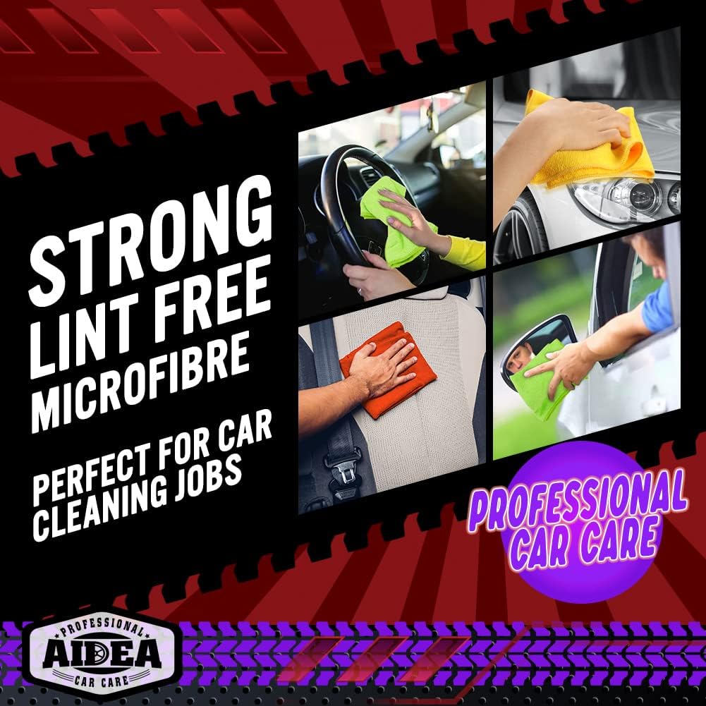 AIDEA 50 Pack Premium Microfiber Cleaning Cloths, Lint-Free, Scratch-Resistant, Absorbent Cleaning Cloths for Cars, SUV, Trucks, Boats, 30x30cm