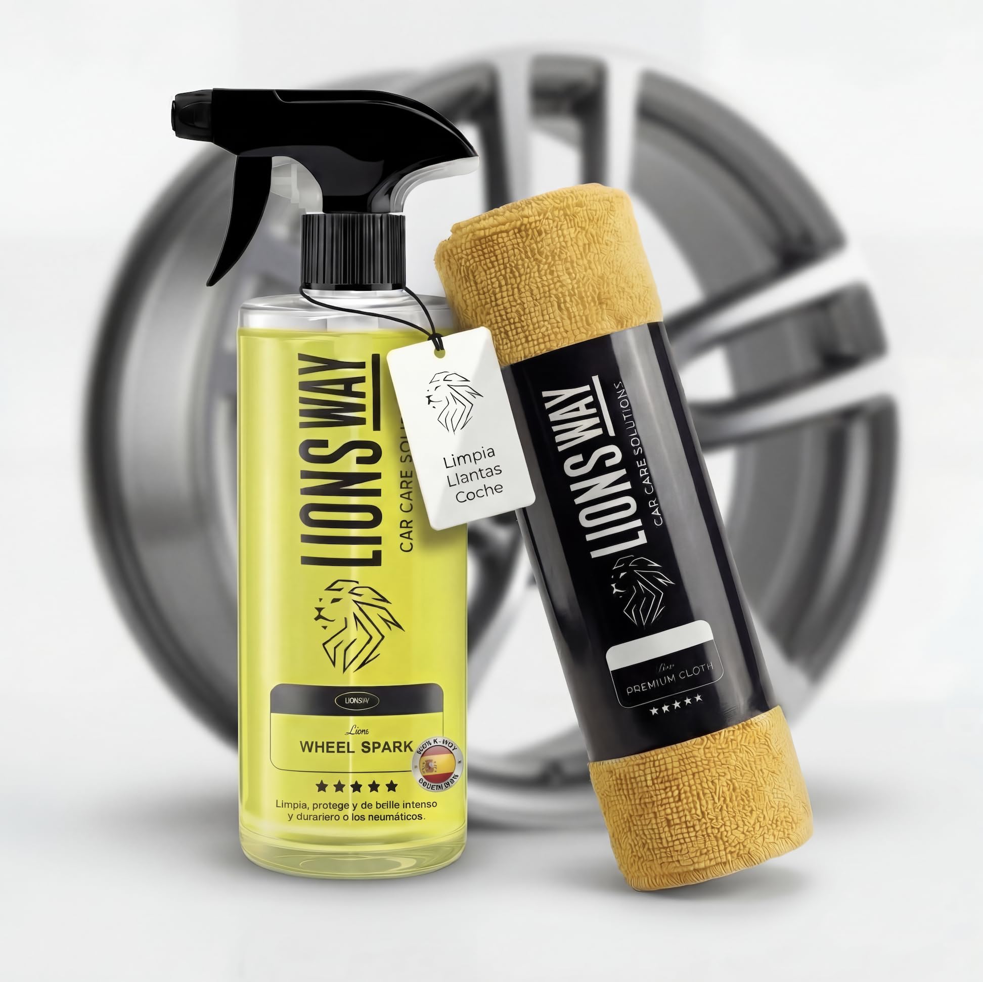 LionsWay Professional Auto Fabric Cleaner - Active Foam Anti-Stains and Odours - Seats, Carpets, Leather - With Brush - Fresh Scent - 500ml