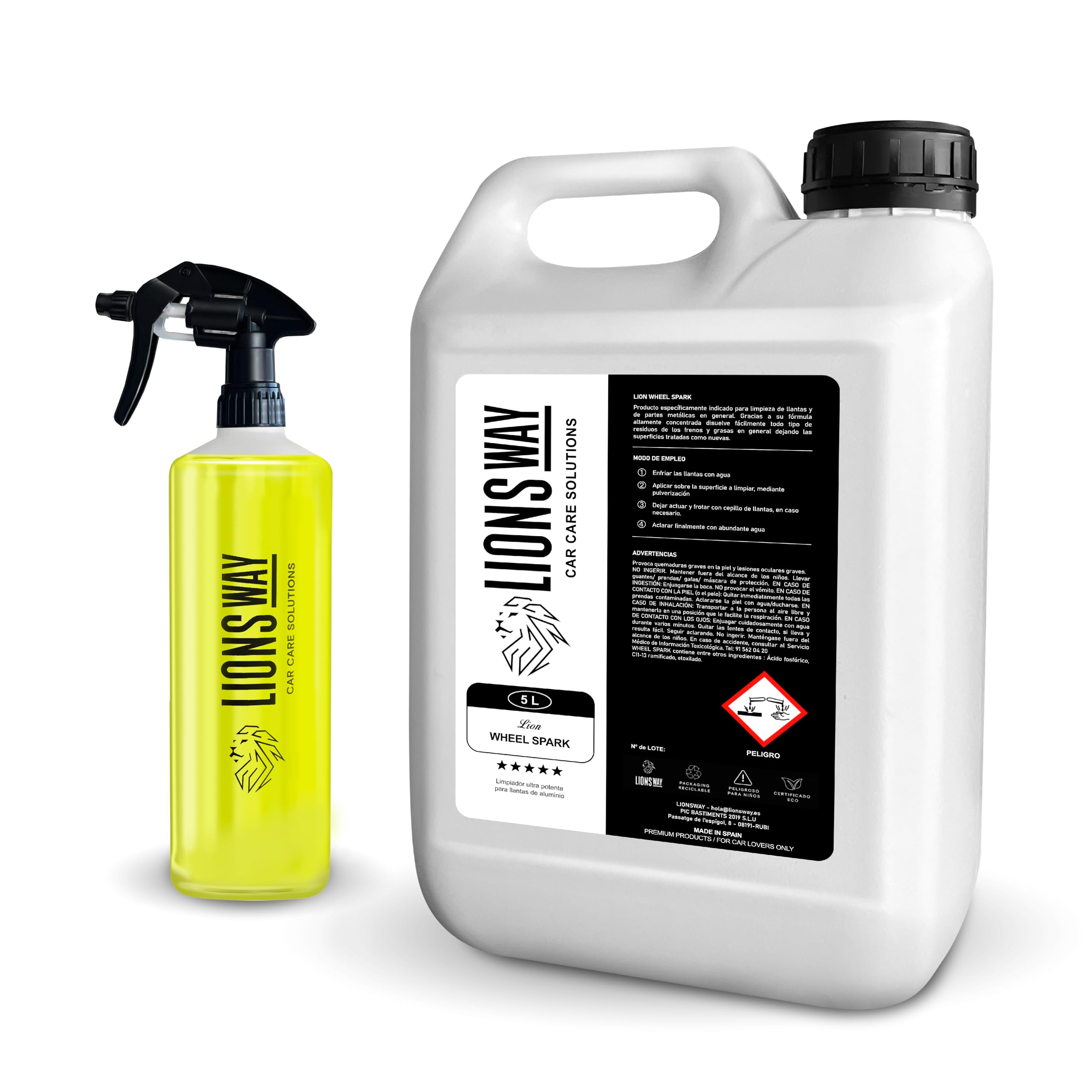 LionsWay Professional Auto Fabric Cleaner - Active Foam Anti-Stains and Odours - Seats, Carpets, Leather - With Brush - Fresh Scent - 500ml