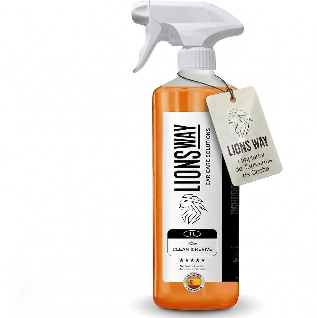 LionsWay Professional Auto Fabric Cleaner - Active Foam Anti-Stains and Odours - Seats, Carpets, Leather - With Brush - Fresh Scent - 500ml