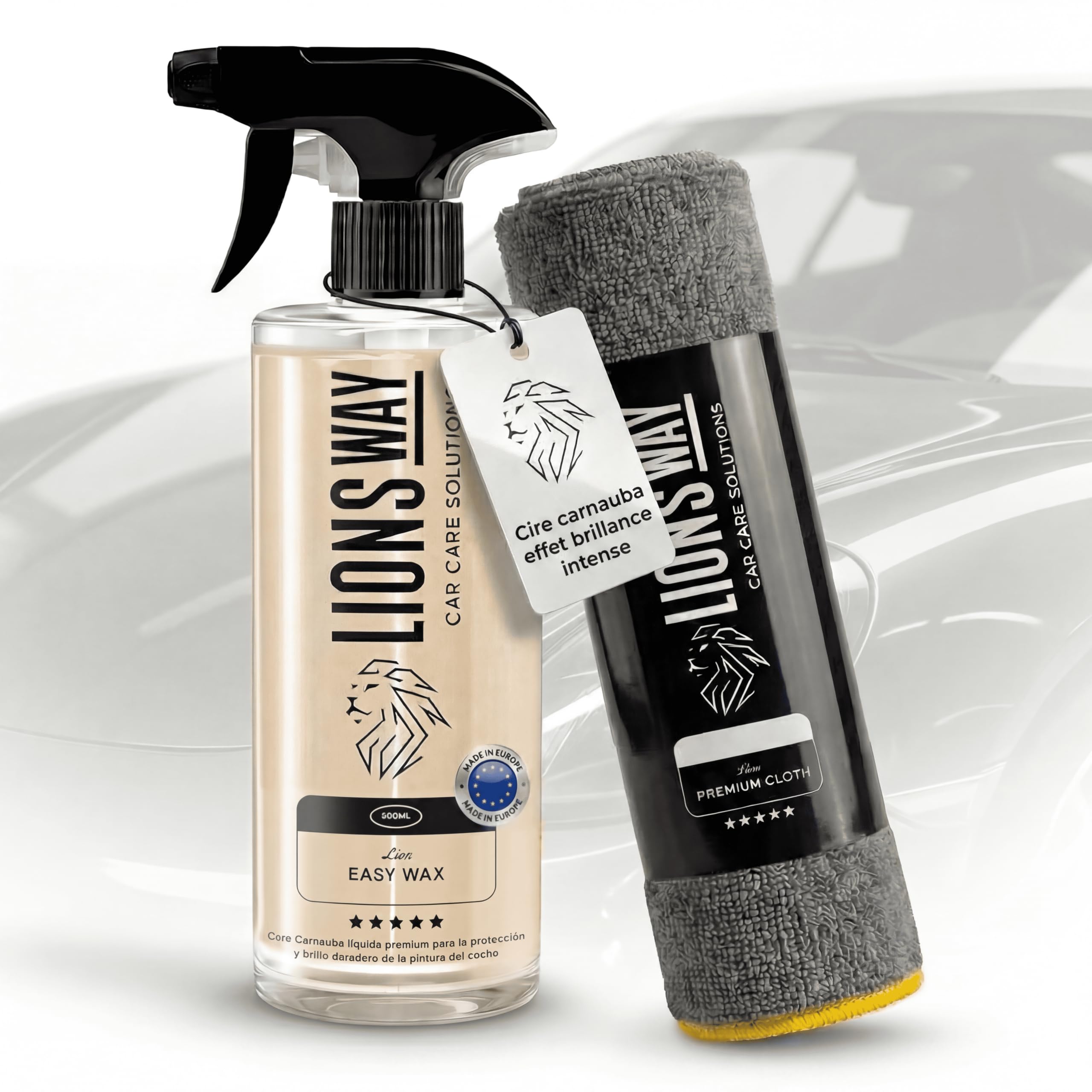 LionsWay Professional Auto Fabric Cleaner - Active Foam Anti-Stains and Odours - Seats, Carpets, Leather - With Brush - Fresh Scent - 500ml