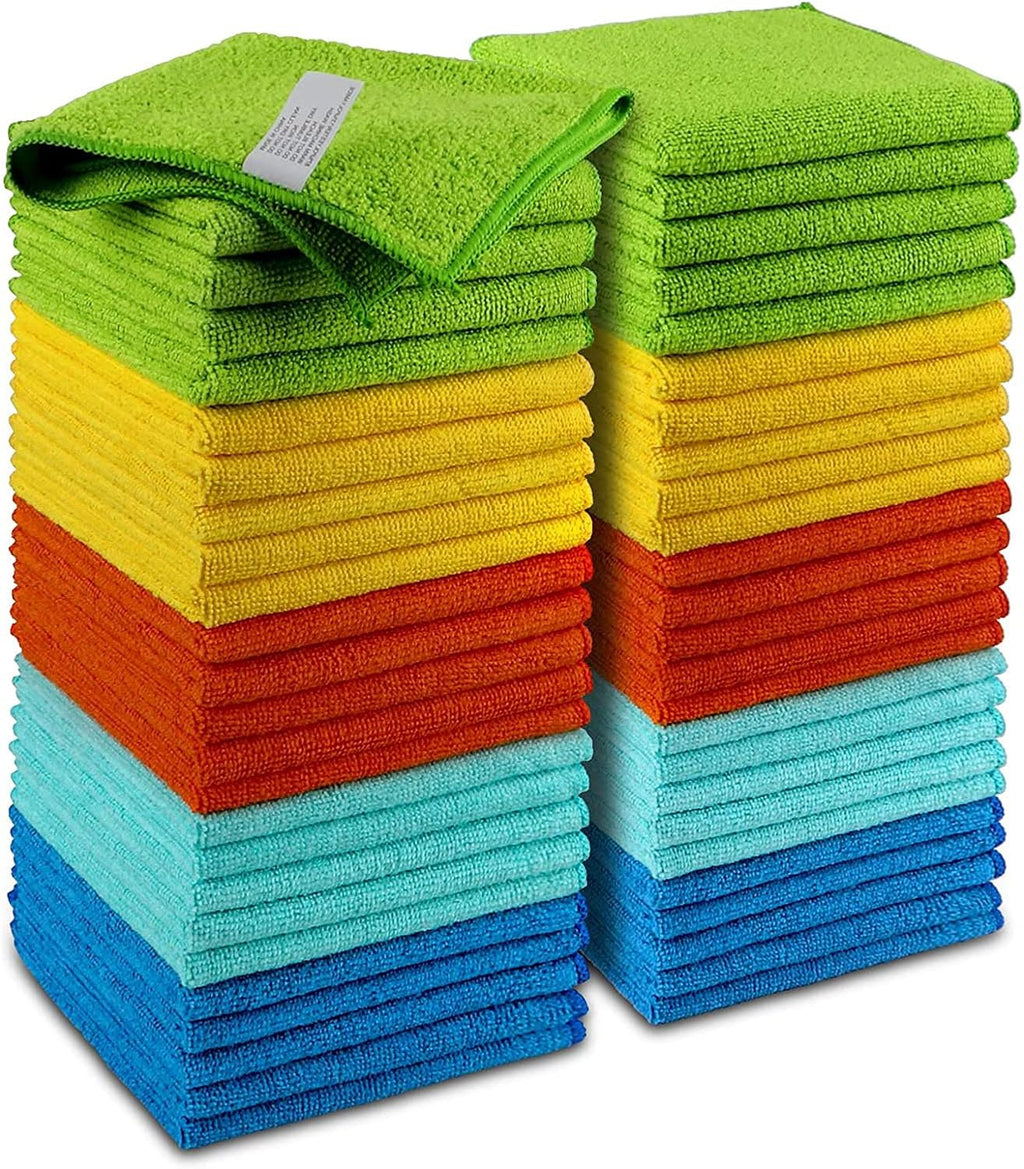 AIDEA 50 Pack Premium Microfiber Cleaning Cloths, Lint-Free, Scratch-Resistant, Absorbent Cleaning Cloths for Cars, SUV, Trucks, Boats, 30x30cm