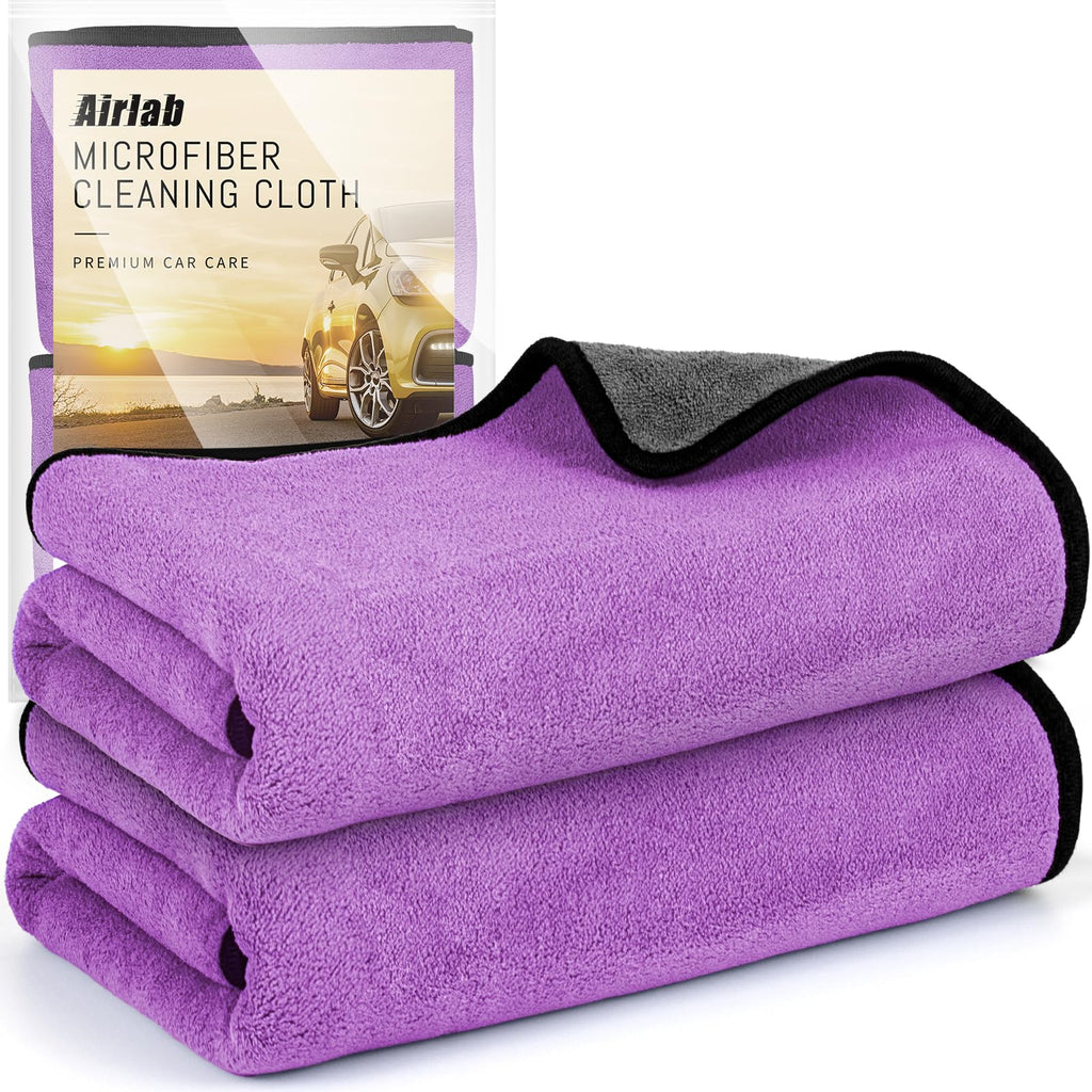 Airlab 4 x Microfibre Car Drying Cloths, 800 g/m², 40 x 40 cm, Super Absorbent, Scratch-Resistant, Detailed Polishing for Car, Motorcycle, Bathroom Glass, Professional Maintenance Wipes