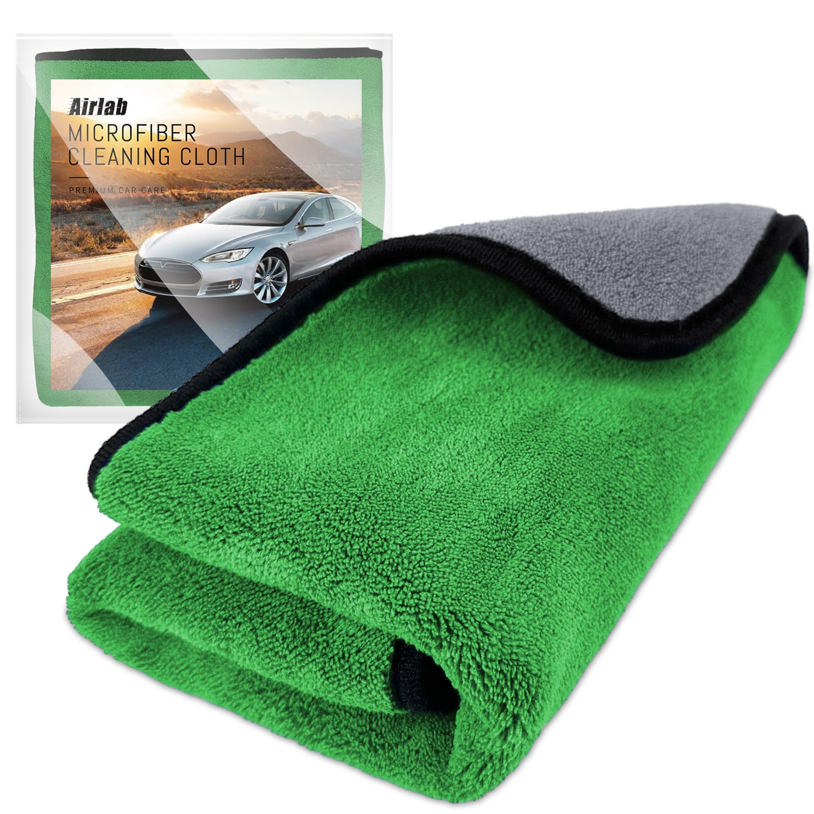 Airlab 4 x Microfibre Car Drying Cloths, 800 g/m², 40 x 40 cm, Super Absorbent, Scratch-Resistant, Detailed Polishing for Car, Motorcycle, Bathroom Glass, Professional Maintenance Wipes