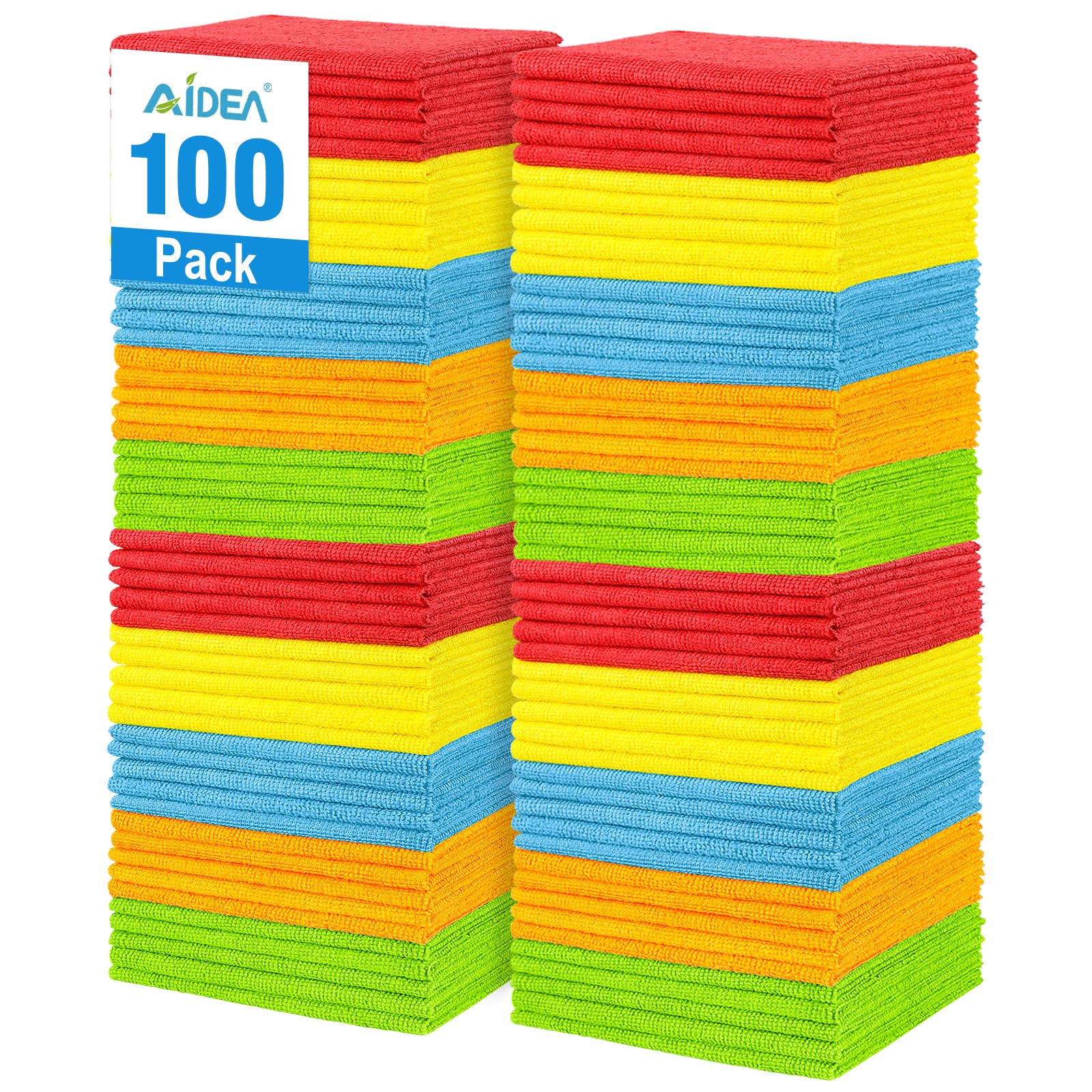 AIDEA 50 Pack Premium Microfiber Cleaning Cloths, Lint-Free, Scratch-Resistant, Absorbent Cleaning Cloths for Cars, SUV, Trucks, Boats, 30x30cm