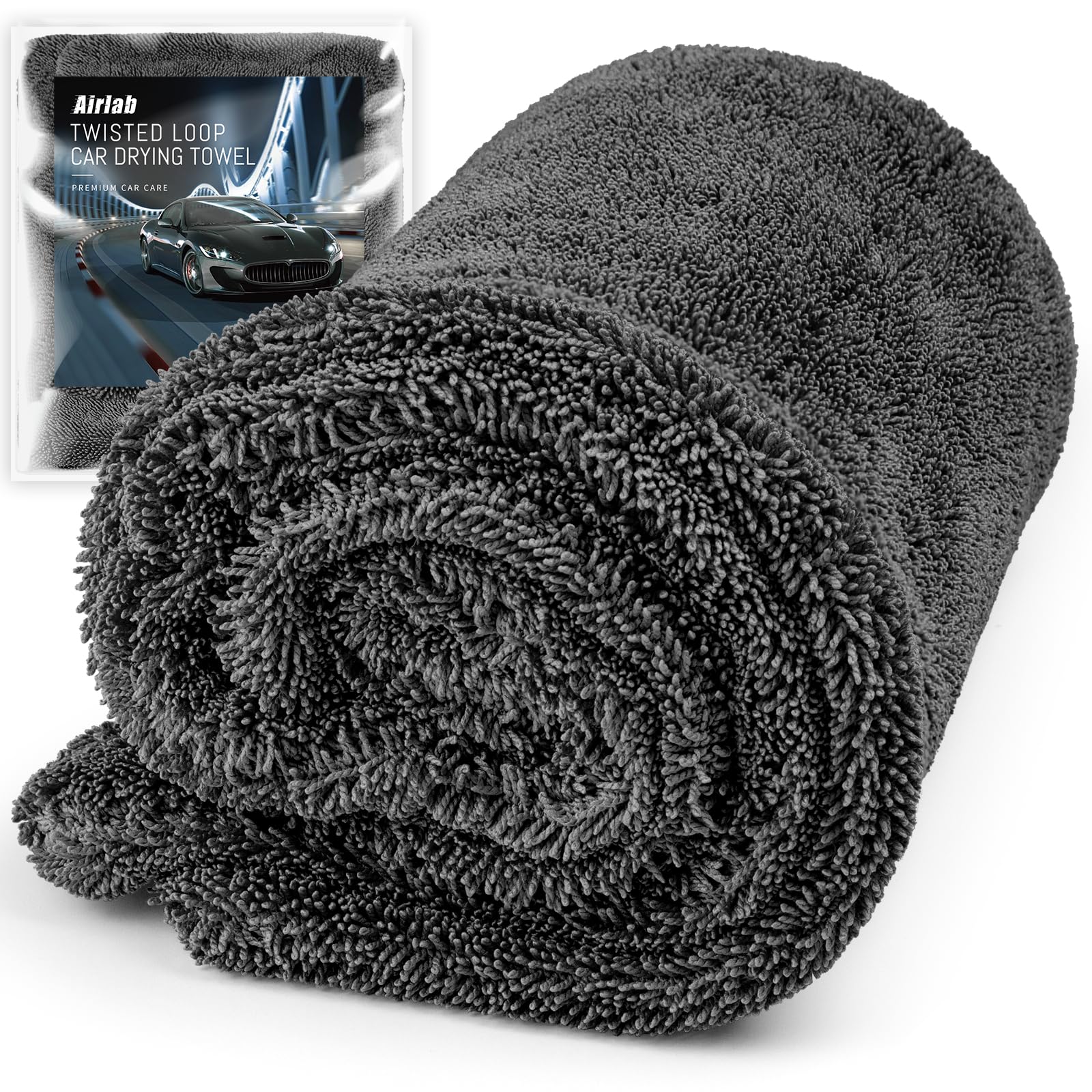Airlab 4 x Microfibre Car Drying Cloths, 800 g/m², 40 x 40 cm, Super Absorbent, Scratch-Resistant, Detailed Polishing for Car, Motorcycle, Bathroom Glass, Professional Maintenance Wipes