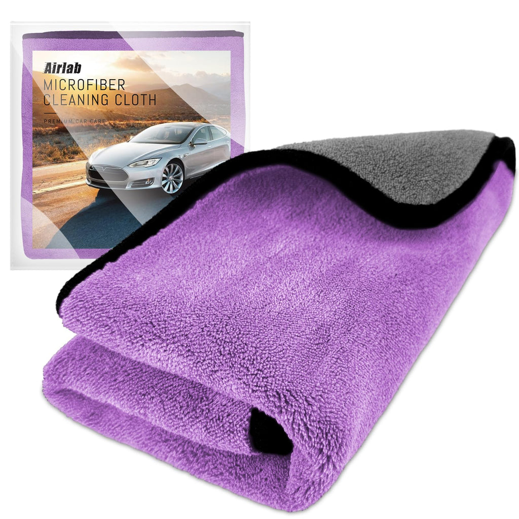 Airlab 4 x Microfibre Car Drying Cloths, 800 g/m², 40 x 40 cm, Super Absorbent, Scratch-Resistant, Detailed Polishing for Car, Motorcycle, Bathroom Glass, Professional Maintenance Wipes