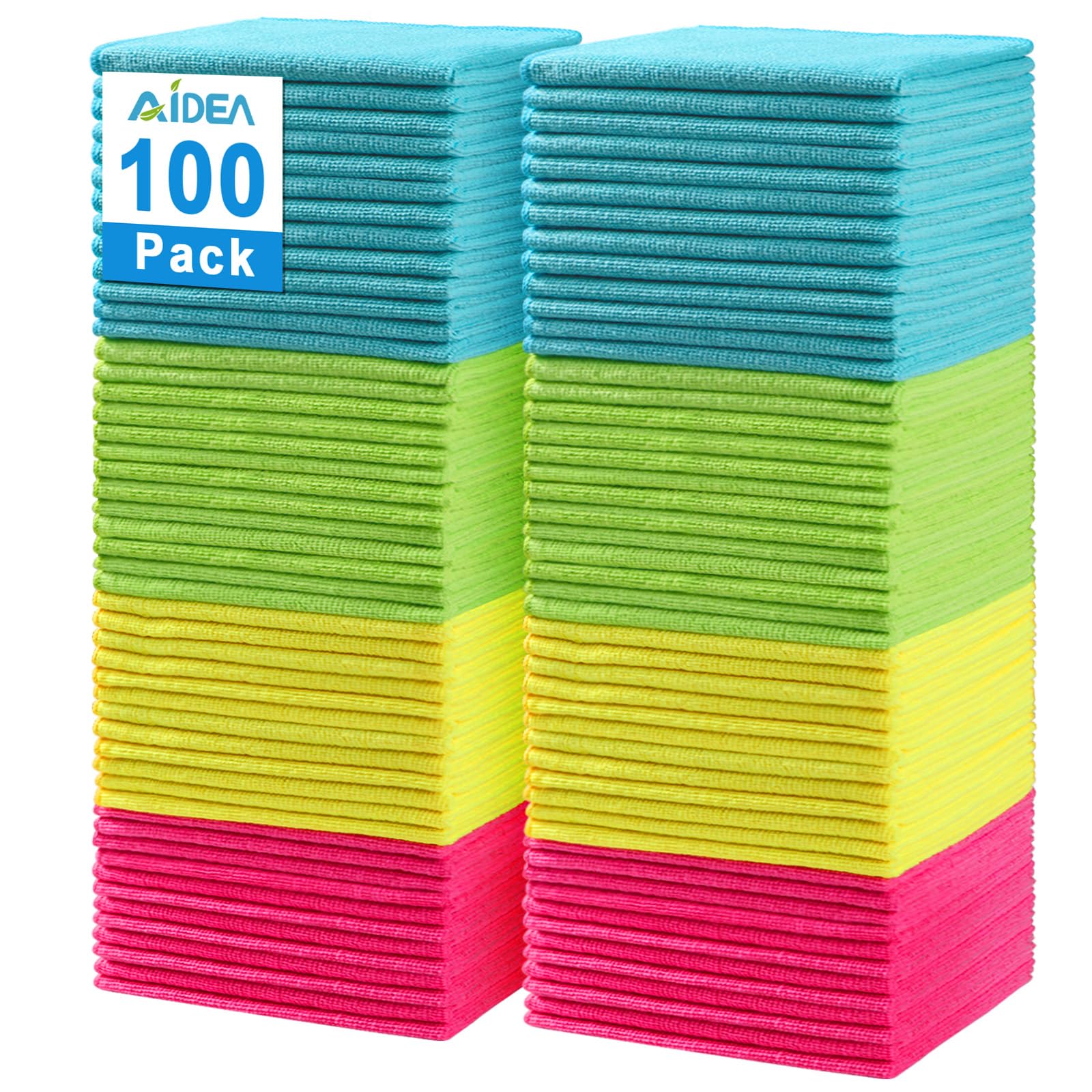 AIDEA 50 Pack Premium Microfiber Cleaning Cloths, Lint-Free, Scratch-Resistant, Absorbent Cleaning Cloths for Cars, SUV, Trucks, Boats, 30x30cm