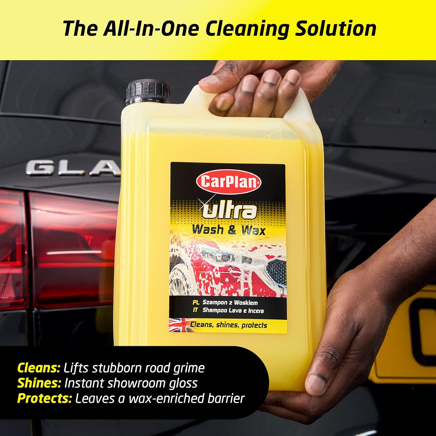 CarPlan Ultra Wash and Wax 5L | pH Neutral Car Shampoo - Cleans, Protects and Shines without Streaks | Removes Dirt and Road Residues